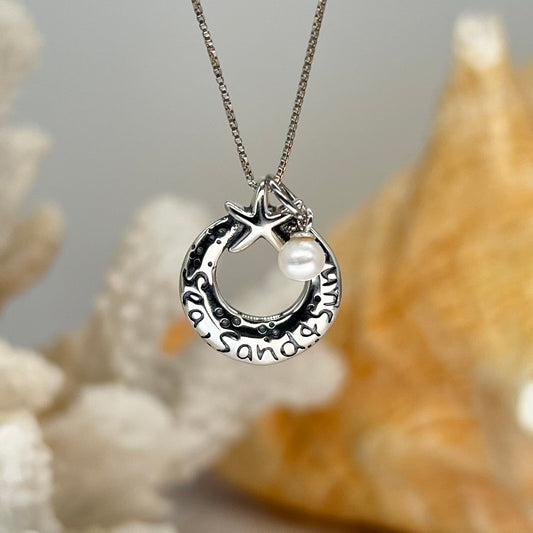 Sterling Silver Sea, Sand & Sun Micro Pearl Pendant