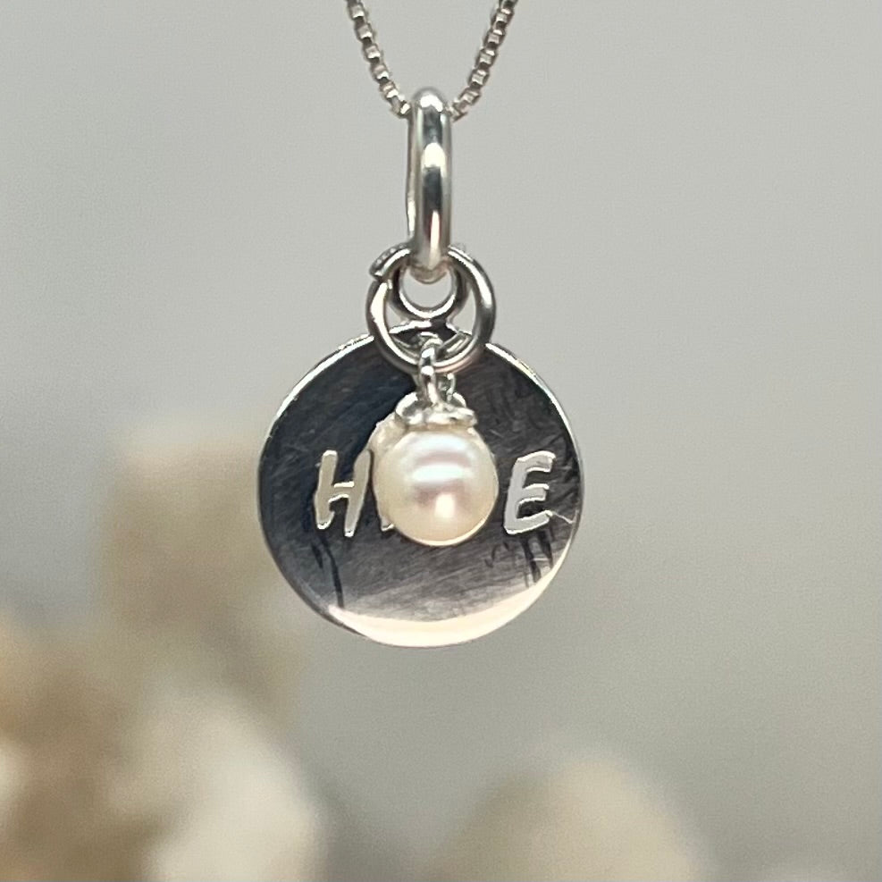 You Give Me Hope Sterling Silver Micro Pearl Pendant