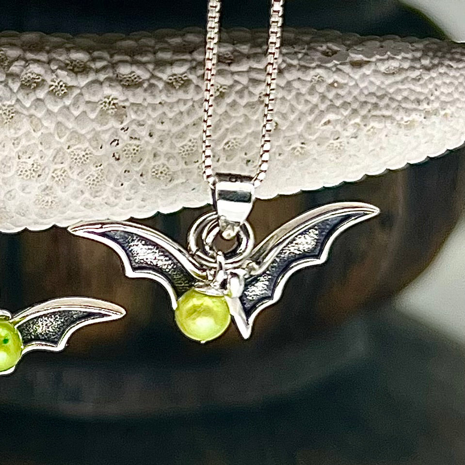 The Bat Cave Sterling Silver Bat Micro Pearl Pendant * New Arrival