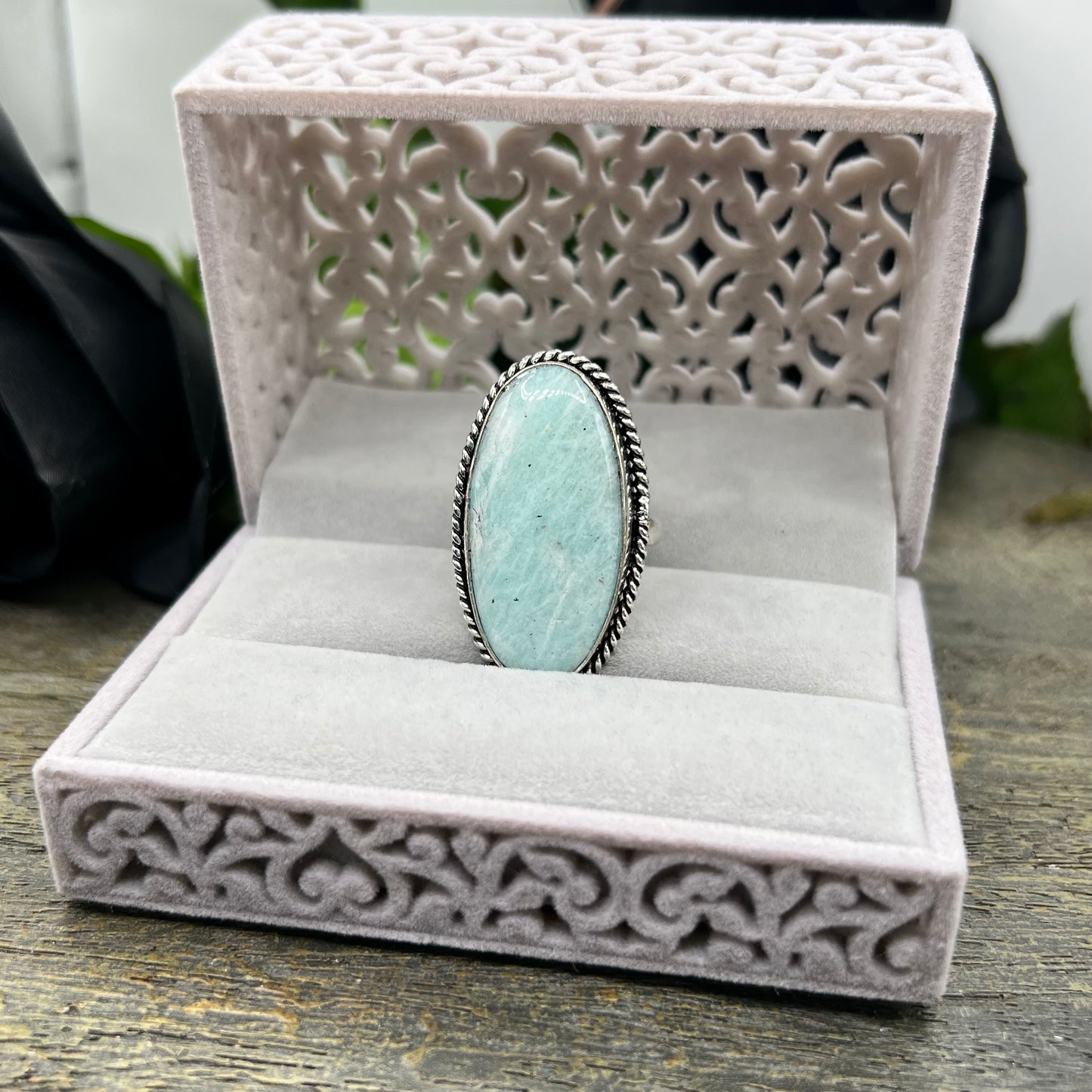 Sterling Silver Amazonite Ring - Size 10.5