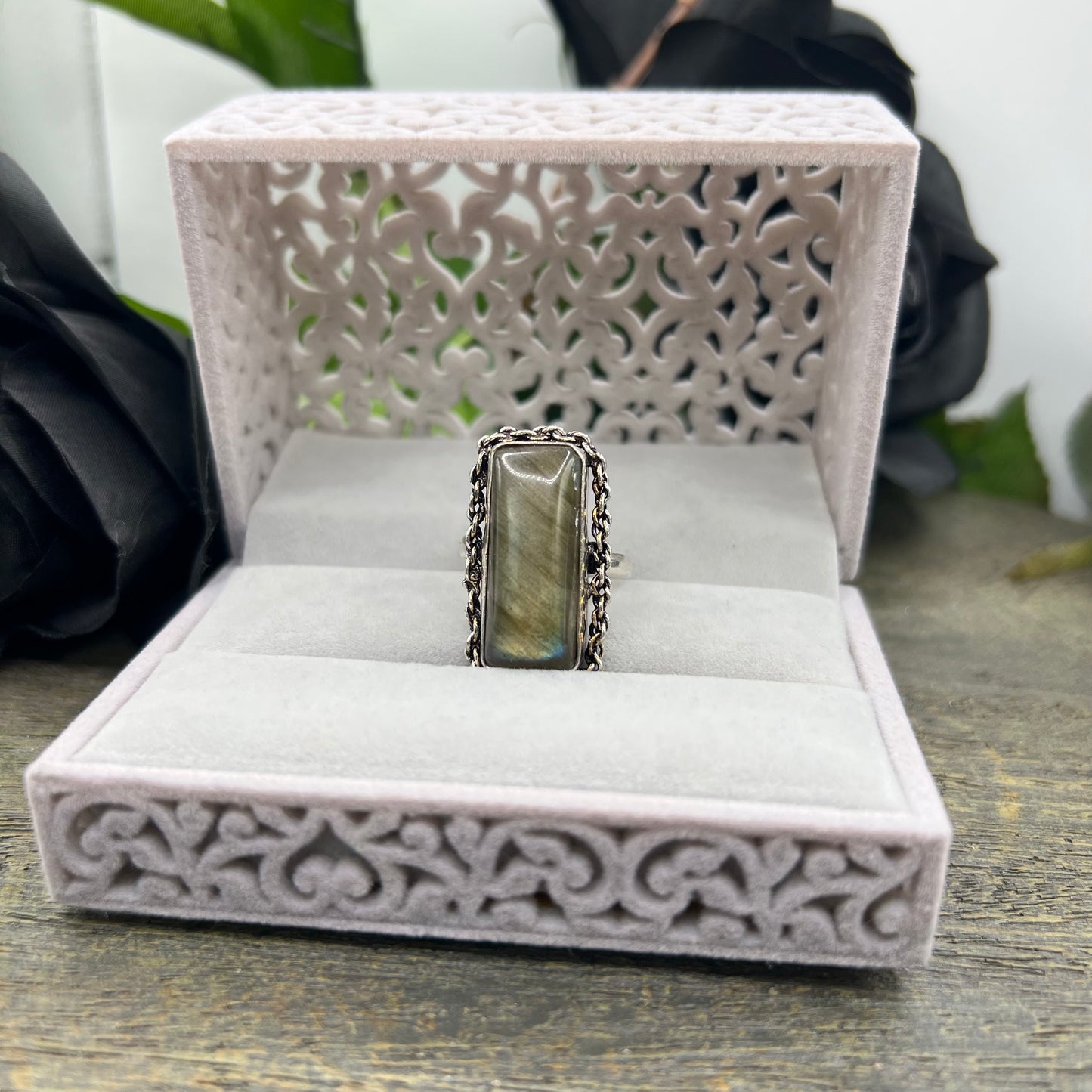 Sterling Silver Labradorite Ring - Size 10