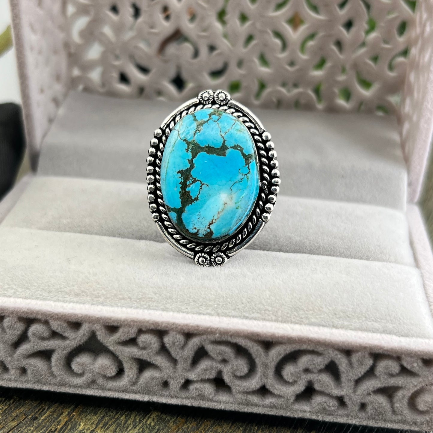 Sterling Silver Turquoise Ring - Size 9.5