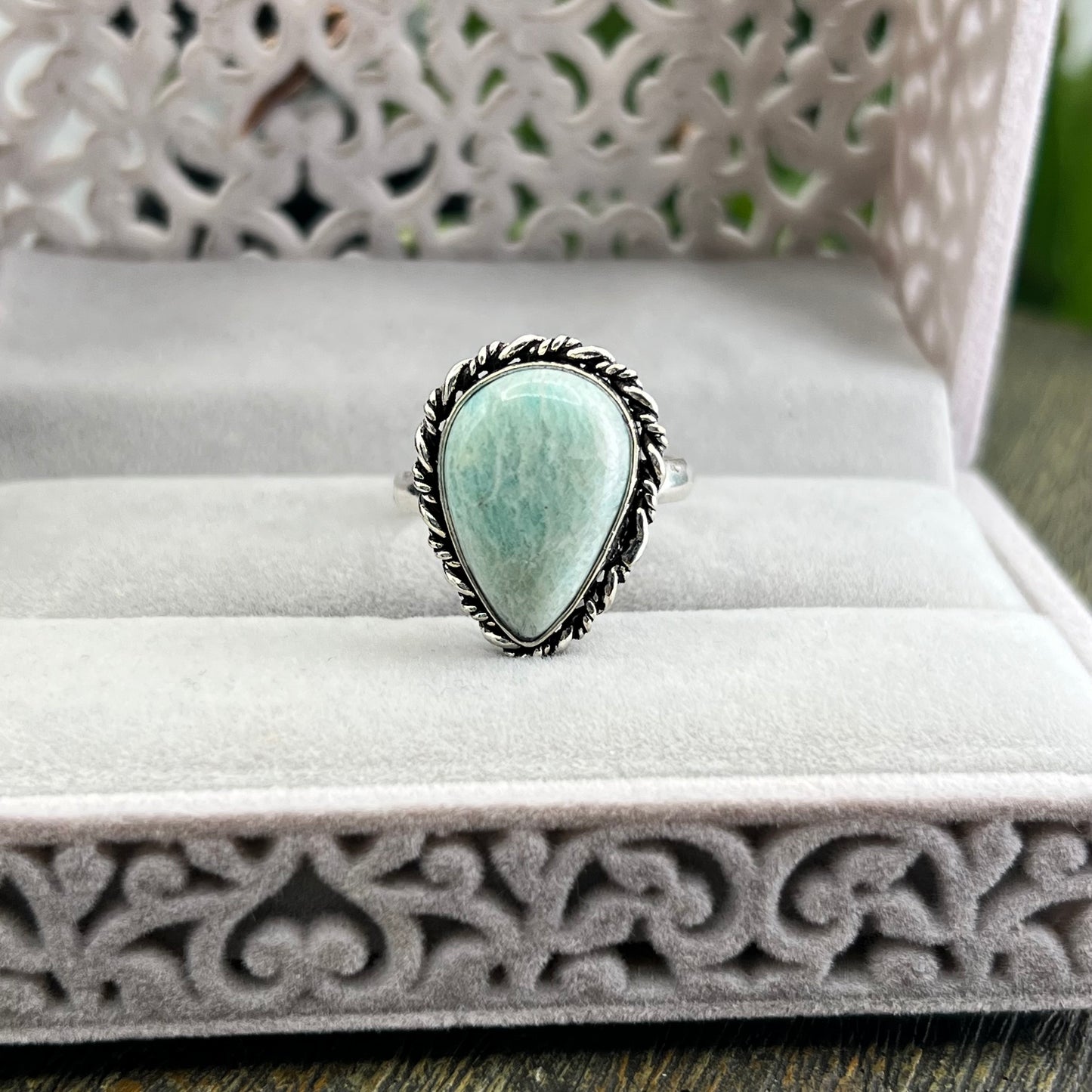 Sterling Silver Amazonite Ring - Size 9.5