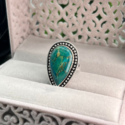 Turquoise Sterling Silver  Ring - Size 9