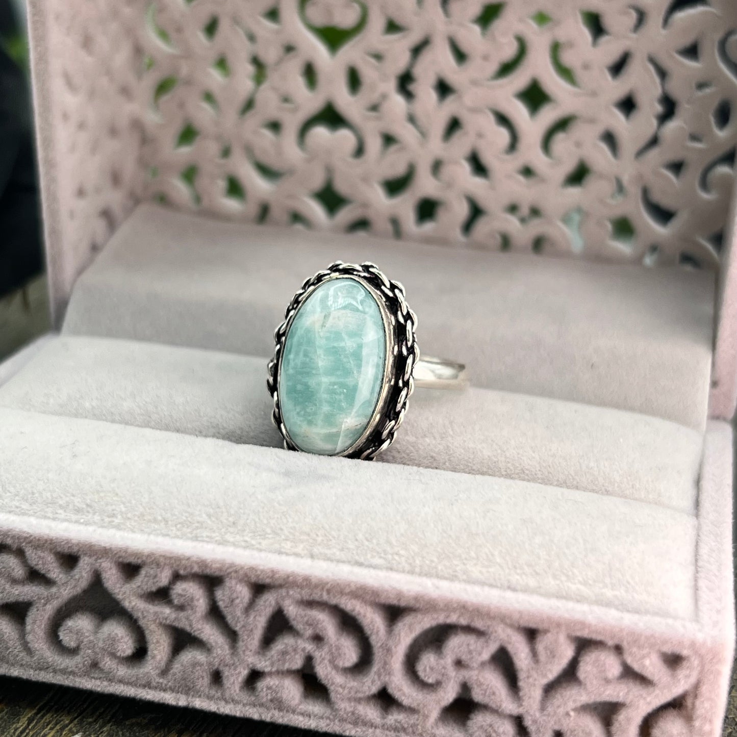 Amazonite Sterling Silver  Ring - Size 9