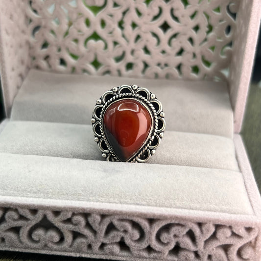 Carnelian Sterling Silver  Ring - Size 9