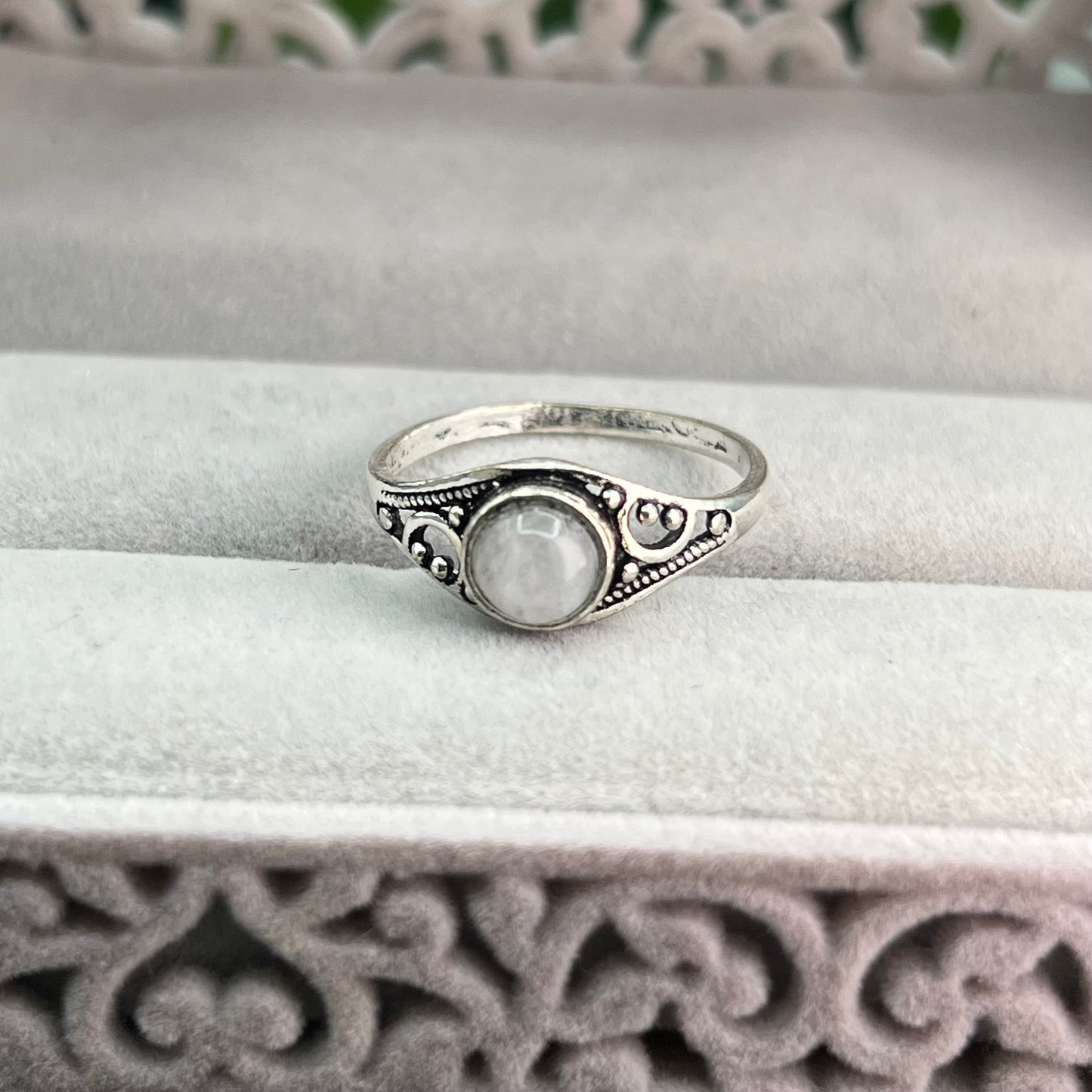 Moonstone Silver Plated Ring - Size 9