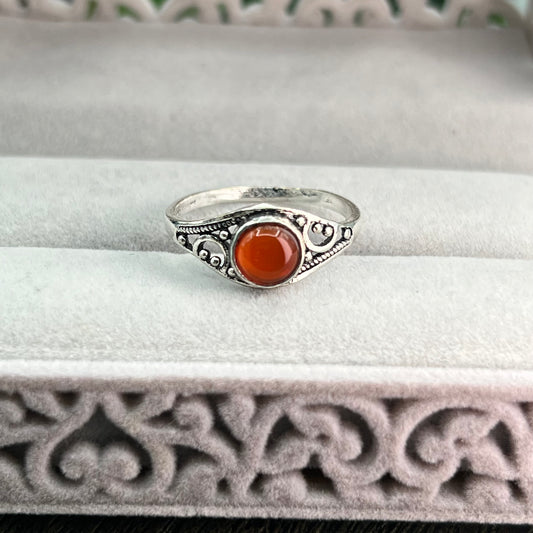 Carnelian Silver Plated Ring - Size 9