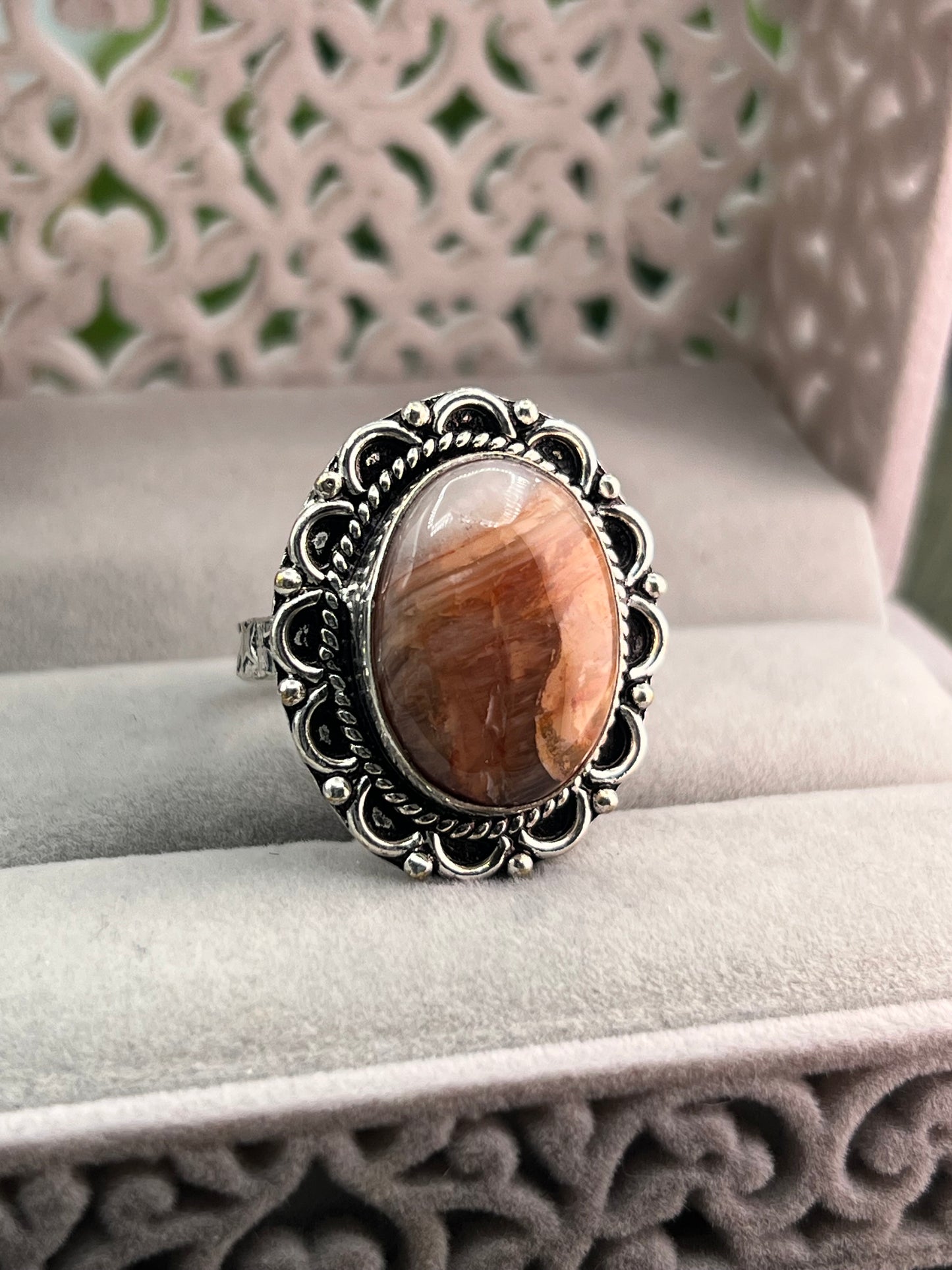 Anzhal Agate Sterling Silver Ring - Size 9