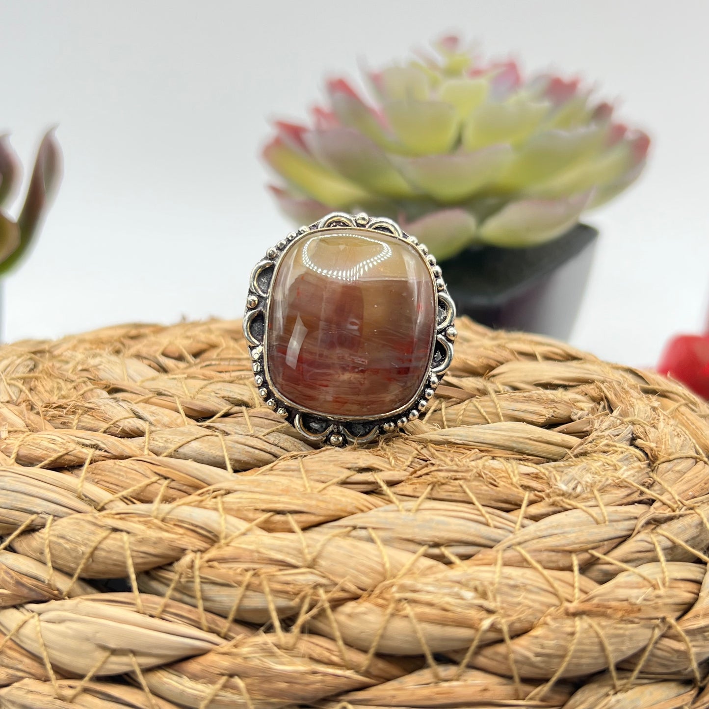 Sterling Silver Chalcedony Ring - Size 8.5