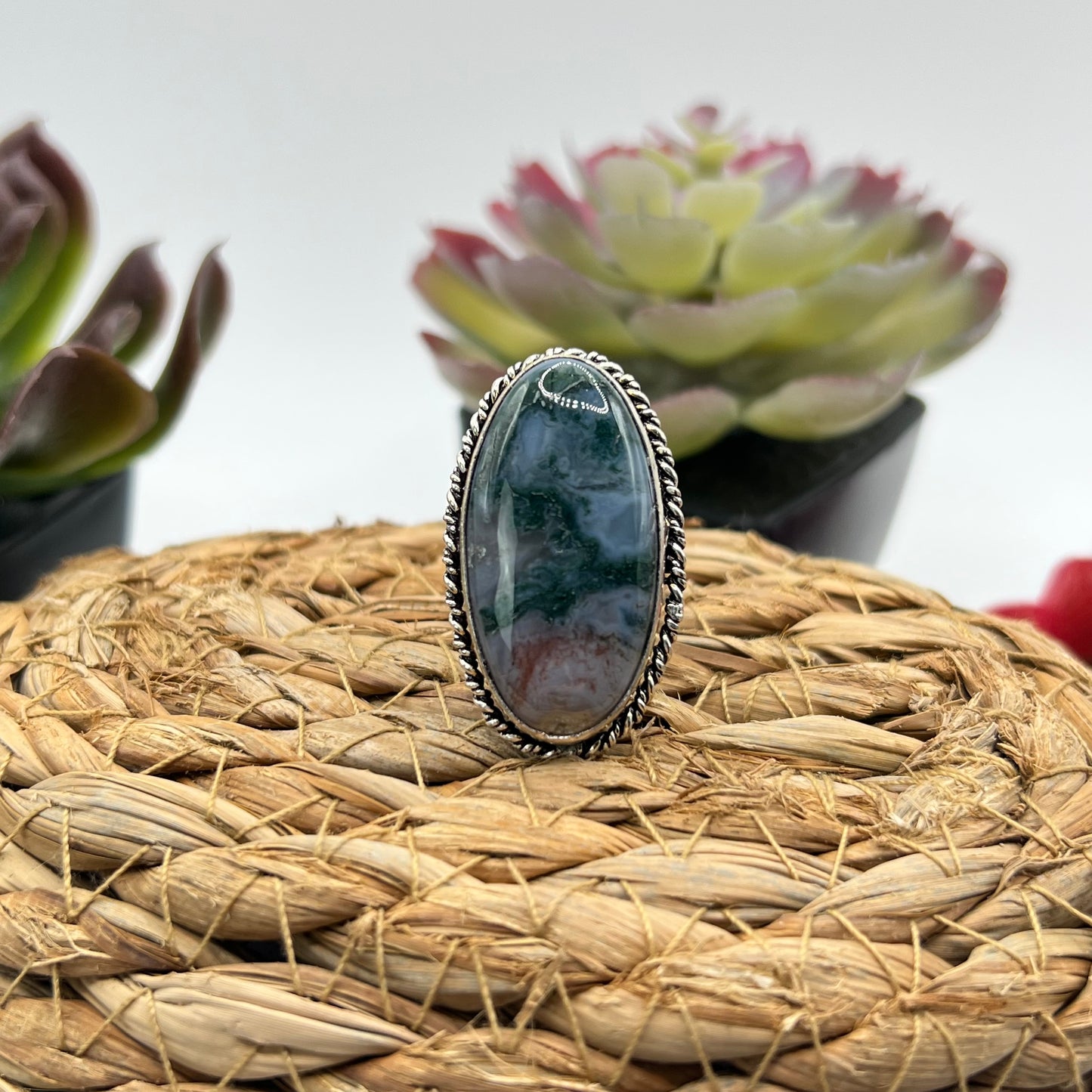 Sterling Silver Ocean Jasper Ring - Size 8.5