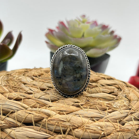 Sterling Silver Labradorite Ring - Size 8.5