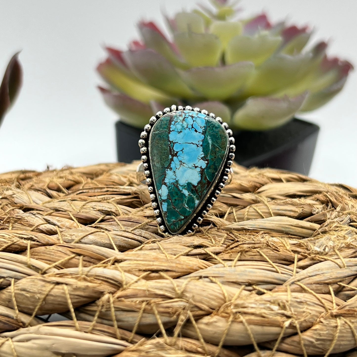 Sterling Silver Turquoise Ring - Size 8.5