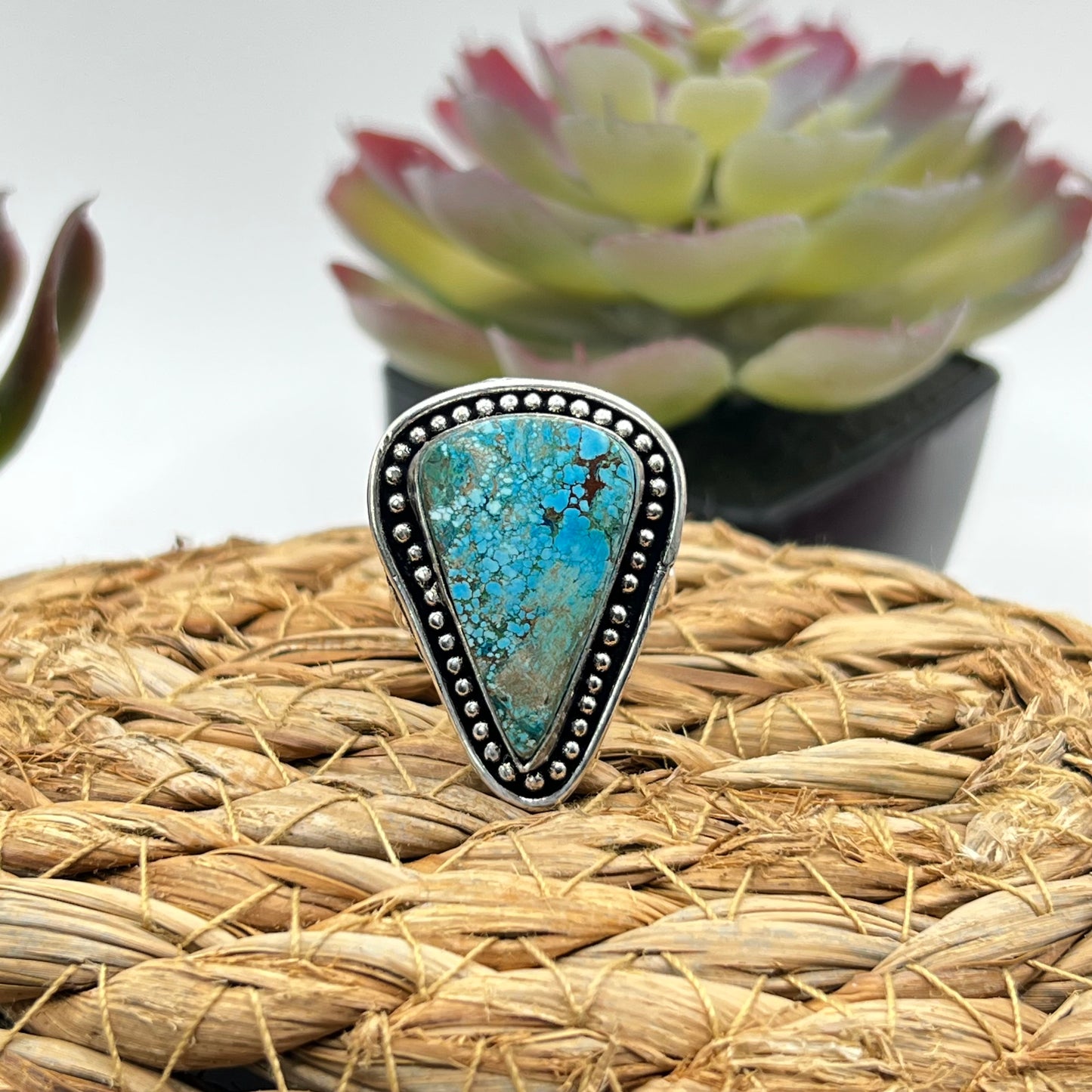 Sterling Silver Turquoise Ring - Size 8.5