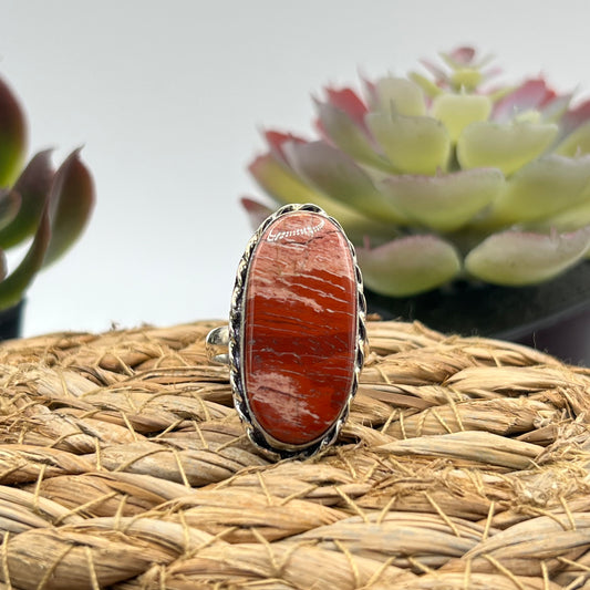 Sterling Silver Jasper Ring - Size 8.5