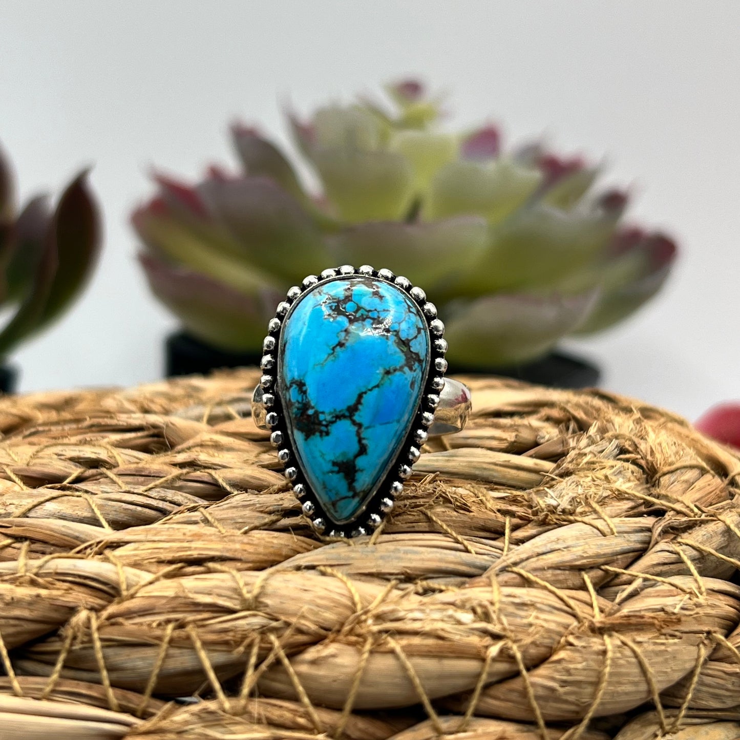 Sterling Silver Turquoise Ring - Size 8