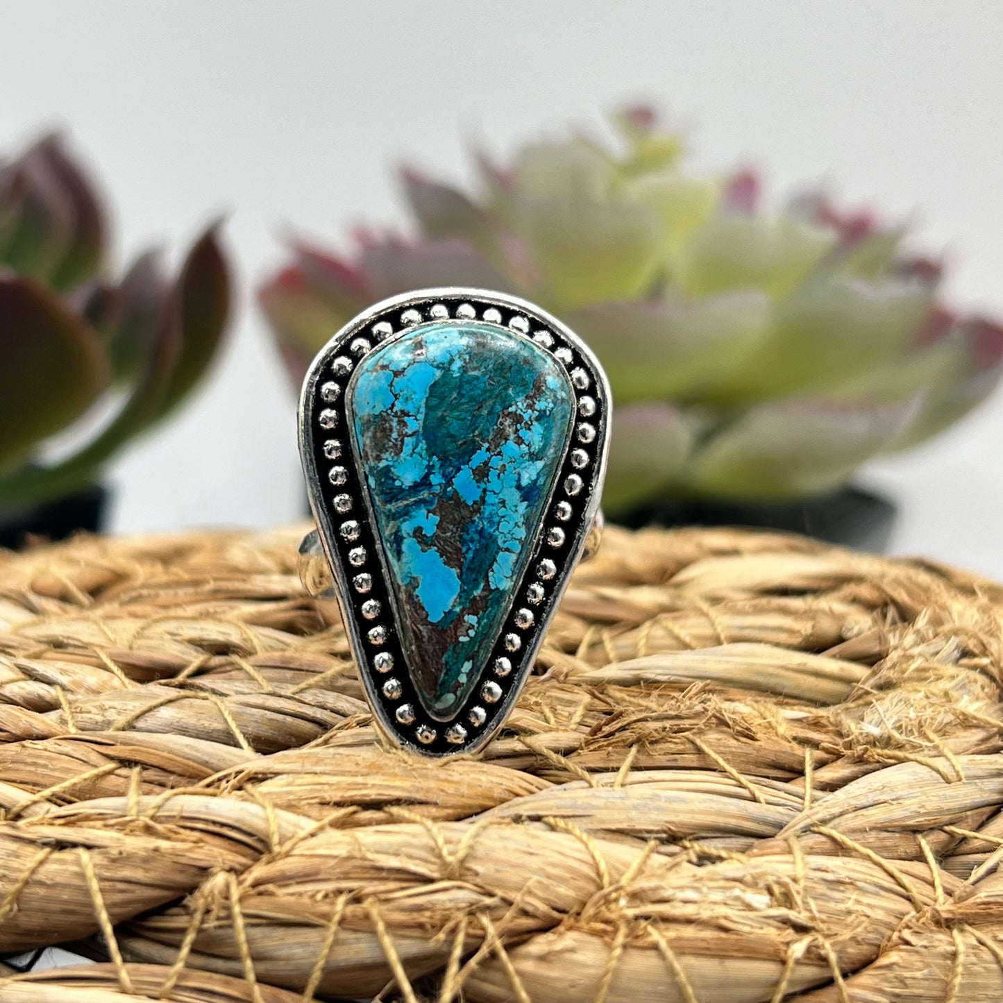 Sterling Silver Turquoise Ring - Size 8