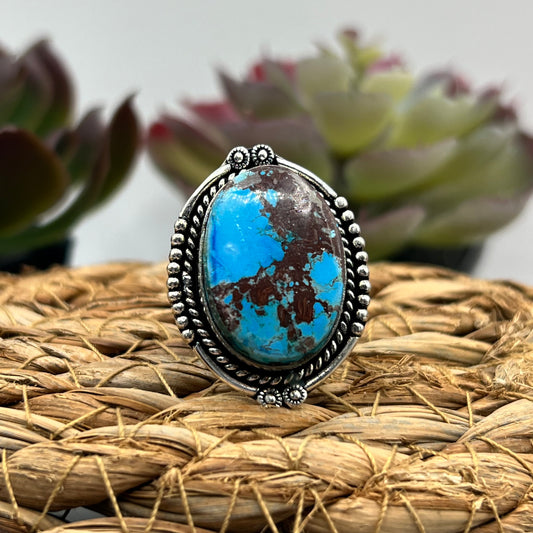 Sterling Silver Turquoise Ring - Size 8