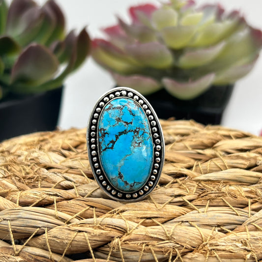 Sterling Silver Turquoise Ring - Size 8