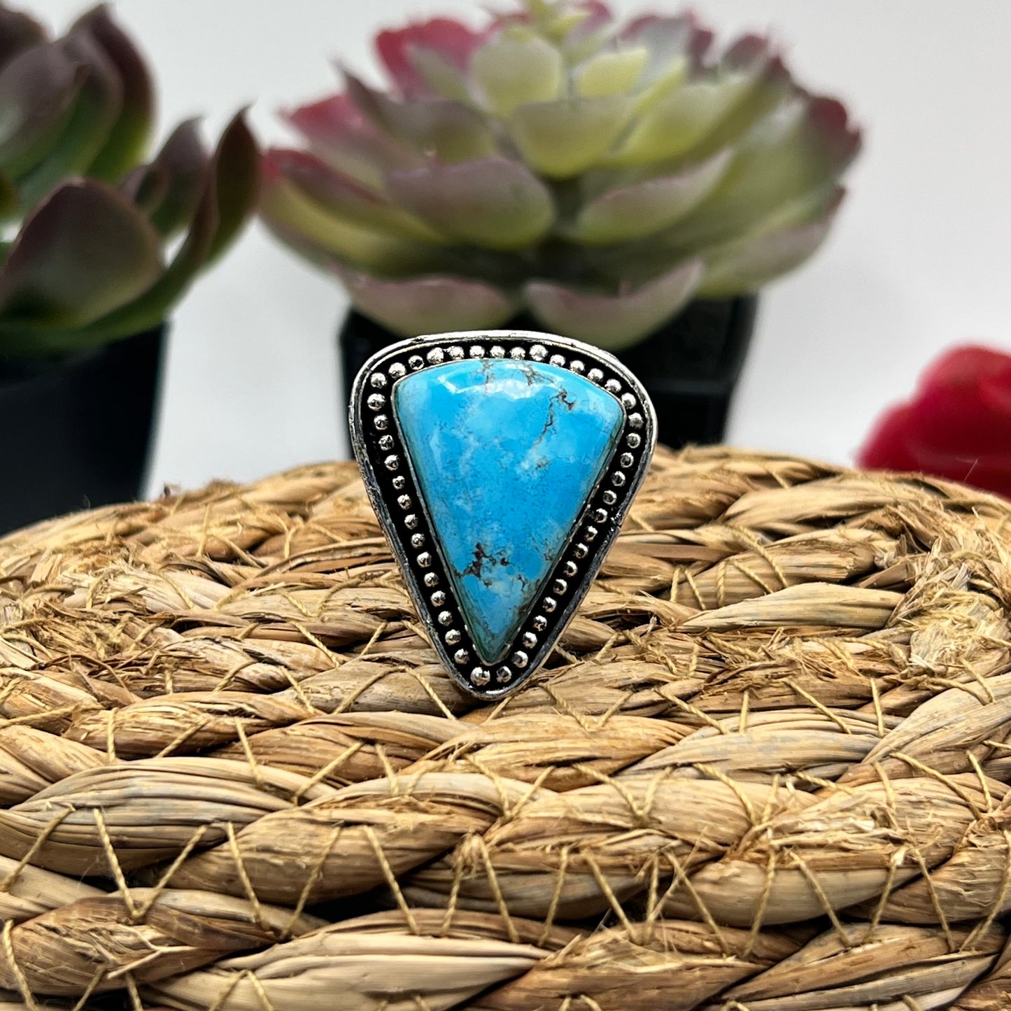 Sterling Silver Turquoise Ring - Size 8