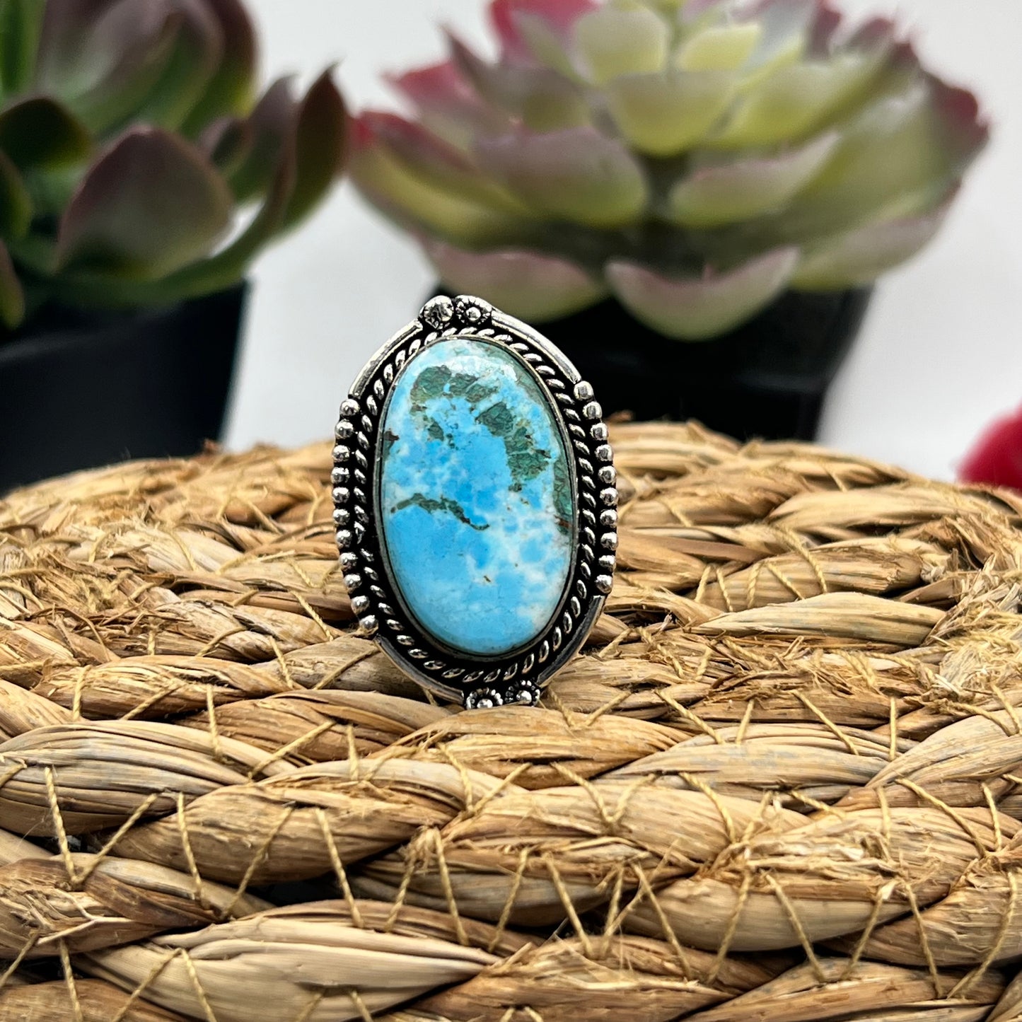 Sterling Silver Turquoise Ring - Size 8