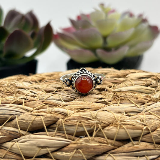 Silver Plated Carnelian Ring - Size 8