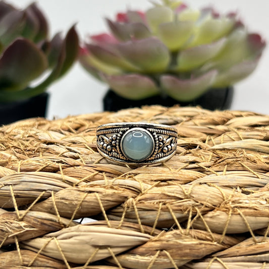 Silver Plated Moonstone Ring - Size 8