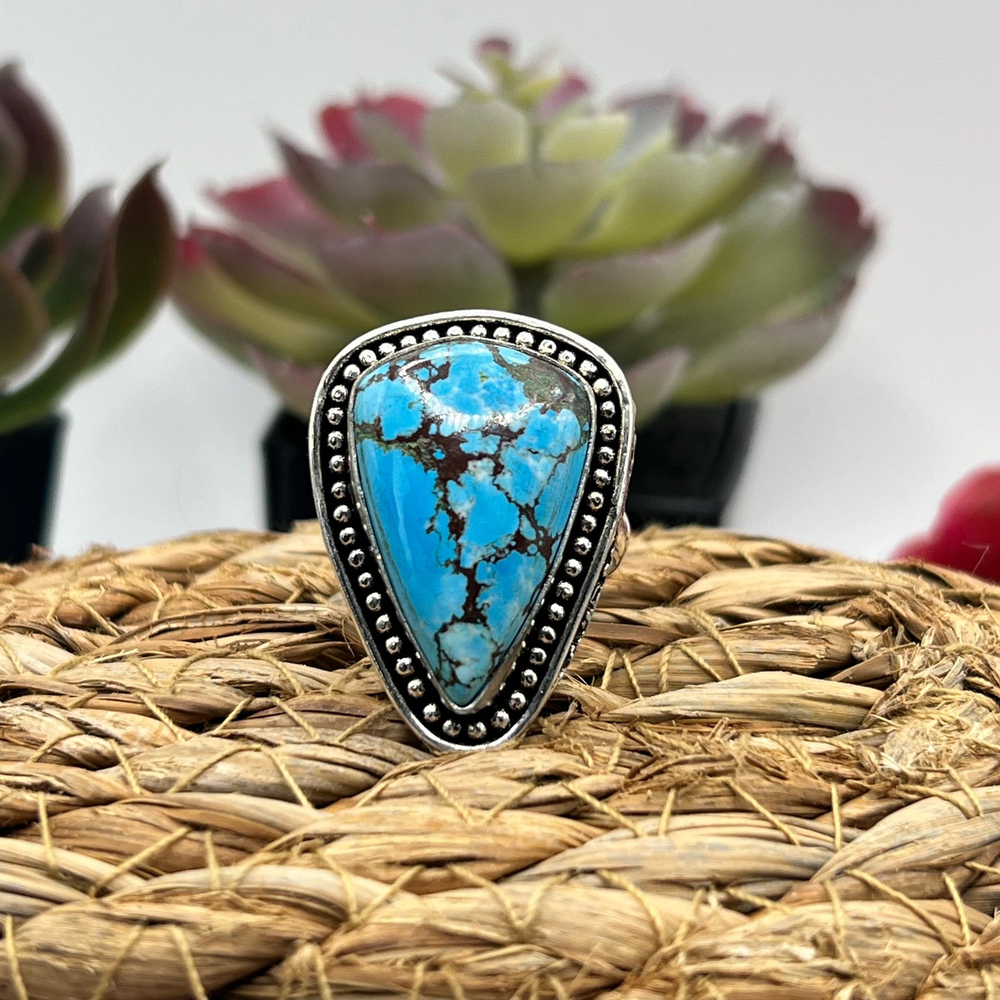 Sterling Silver Turquoise Ring - Size 8