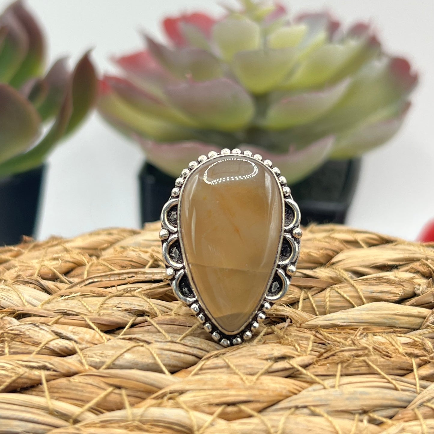 Sterling Silver Agate Ring - Size 8