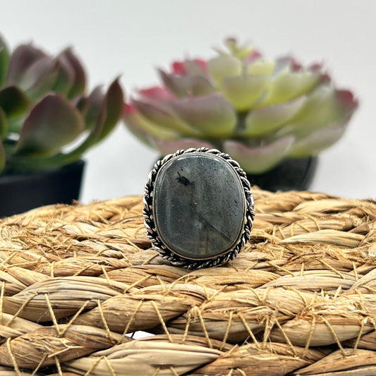 Sterling Silver Labradorite Ring - Size 8