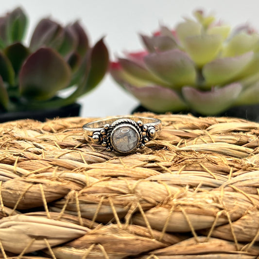 Silver Plated Moonstone Ring - Size 8