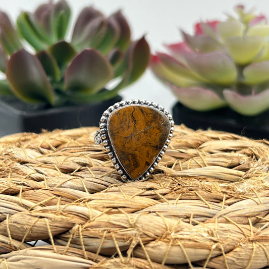 Sterling Silver Yellow Jasper Ring - Size 8